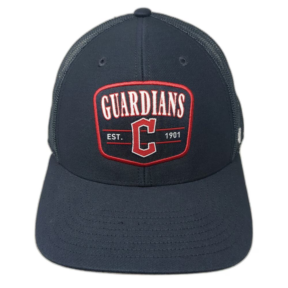 Cleveland Guardians MLB '47 Trucker Hat Gray Red White One Size Snapback Mesh